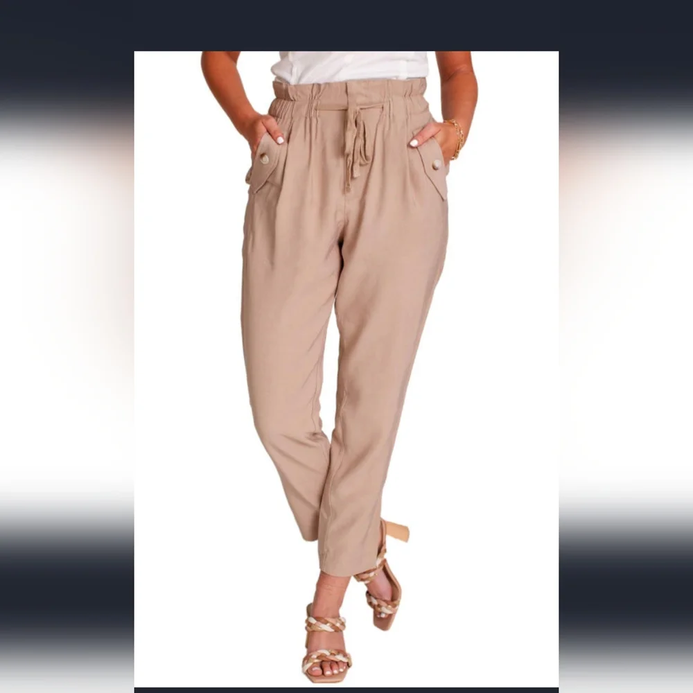 New Khaki Solid Color Pants - Picture 5 of 7